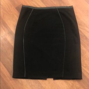Black Pencil Skirt with Faux Leather Detail - 10